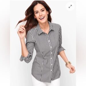 Talbots Perfect Shirt in Black Gingham. 10P. NWT. $90!